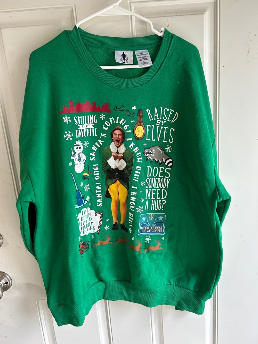 ELF Green Crewneck Sweatshirt with Festive Graphic